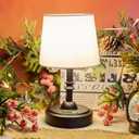 Cordless Table Lamp, 4000mAh Rechargeable Battery Operated Lamp, 3-Level Brightness Touch Small Lamps for Bedroom Living Room Bedside Bathroom Ambient Lighting Desk Lamp Cute Home Decoration(Black) (black base&white shade)