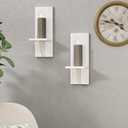 WELLAND Wall Mount White Candle Holders Wall Planter Holder Hanging Wall Sconces Farmhouse Wall Decor Floating Shelves Set of 2