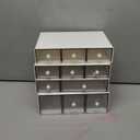 Desk Organizer with 9 Drawers, 4 Tier Plastic Stackable Storage Drawers for Desk Storage, Office Stationary Makeup Organizer Suit for Home, Office and School (White)