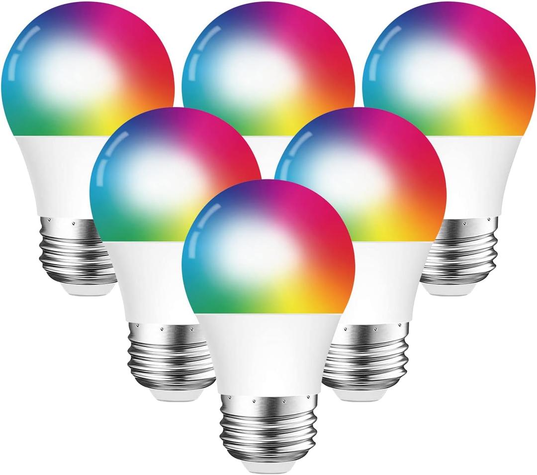 DOGAIN Smart Light Bulbs A15 E26 Base RGB Dimmable Color Changing WiFi-Bluetooth Bulb Compatible with Alexa Google Home Small Led Smart Bulb 6W (40W Equivalent) 500LM (Only 2.4GHz) 6Pack