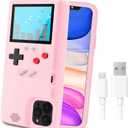 LucBuy Game Console Case Compatible for iPhone 11, Retro Protective Cover Self-Powered Case with 36 Small Games, Full Color Display, Shockproof Video Game Bumper ONLY for 11 - Pink