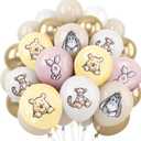 30pcs Classic Winnie Baby Shower Decorations, 12 Inch Winnie Bear Balloons Arch Kit, 5 Designs Neutral Gender Party Supplies for Birthday Gender Reveal Newborn Celebration