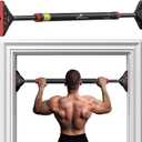 Pull Up Bar for Doorway: Sportneer Strength Training Pull-up Bars without Screw - Adjustable Width Locking Mechanism Chin Up Bar, Thickened Steel Max Limit 440 lbs Upper Body Fitness Pullup Bars for Home (Black-Red)