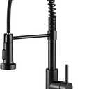 OWOFAN Black Kitchen Faucet with Pull Out Sprayer Stainless Steel Single Handle Spring Sink Faucets 1 Hole Or 3 Hole Dual Function for Farmhouse Camper Laundry Utility Rv Wet Bar