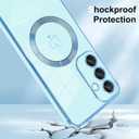 OOK Magnetic Phone Case for Samsung Galaxy S25 6.2 Inch [Wireless Charging Compatible] Soft TPU Heart Design Shockproof Protection Electroplated Slim Case with Strap Lanyard - Blue