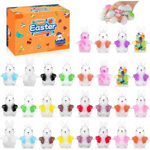 Easter Bunny Squishy Toys - Easter Basket Stuffers, Cute Bunny Fidget Toys for Kids & Adults, Sensory Stress Relief Party Favors for Egg Hunt Prizes, Classroom Gifts (28PCS)