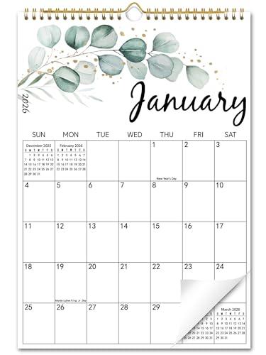 2026 Wall Calendar, 18 Months Calendar from January 2026 - June 2027, Aesthetic Greenery Large Hanging Calendar with Thick Paper, Perfect for Office Home Monthly Organizing & Planning, 10"×14.5"