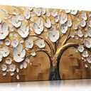 Large Wall Art for Living Room Bedroom Office Tree Art Wall Decor Gold Artwork Tree of Life Wall Art White Flower Framed Wall Decor Modern Canvas Prints 20x40