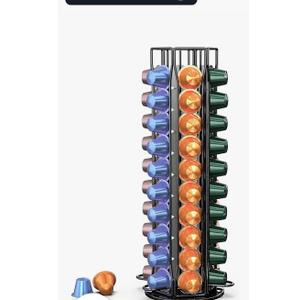 ZECENN Coffee Pod Holder for Nespresso OriginalLine, Coffee Pod Storage Organizer 360 Degree Rotatable Capsules Carousel for Nespresso, for Home Bar Countertop (60 pods)