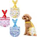 3 Pack Washable Dog Diapers Female with Suspenders Diaper for Dogs Reusable Dog Diapers Dog Period Panties for Doggie in Cycle (Medium)