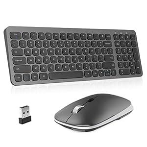 cimetech Wireless Keyboard and Mouse Combo, Compact Full Size Wireless Keyboard and Mouse Set Less Noise Keys 2.4G Ultra-Thin Sleek Design for Windows, Computer, PC, Notebook, Laptop - Gray