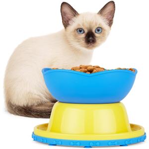 Hertzko Elevated Slow Feeder Bowl - Cat & Dog Puzzle Feeder - Raised Cat & Dog Bowl