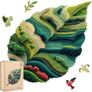 MYS AUR Wooden Puzzles for Adults, Nature Leaf Jigsaw Puzzle 200pcs, 12.2X11.5in, Unique Shape Wood Puzzles Adult, Creative Gift for Kids Family Game