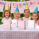 BOXOB 12pcs Pink Bow Gift Bags, 2 Styles Paper 8.27x6.3x3.15in Elegant Small Coquette Pink Goodie Favor Bags Candy Decorations with Handles for Party Wedding Birthday Supplies