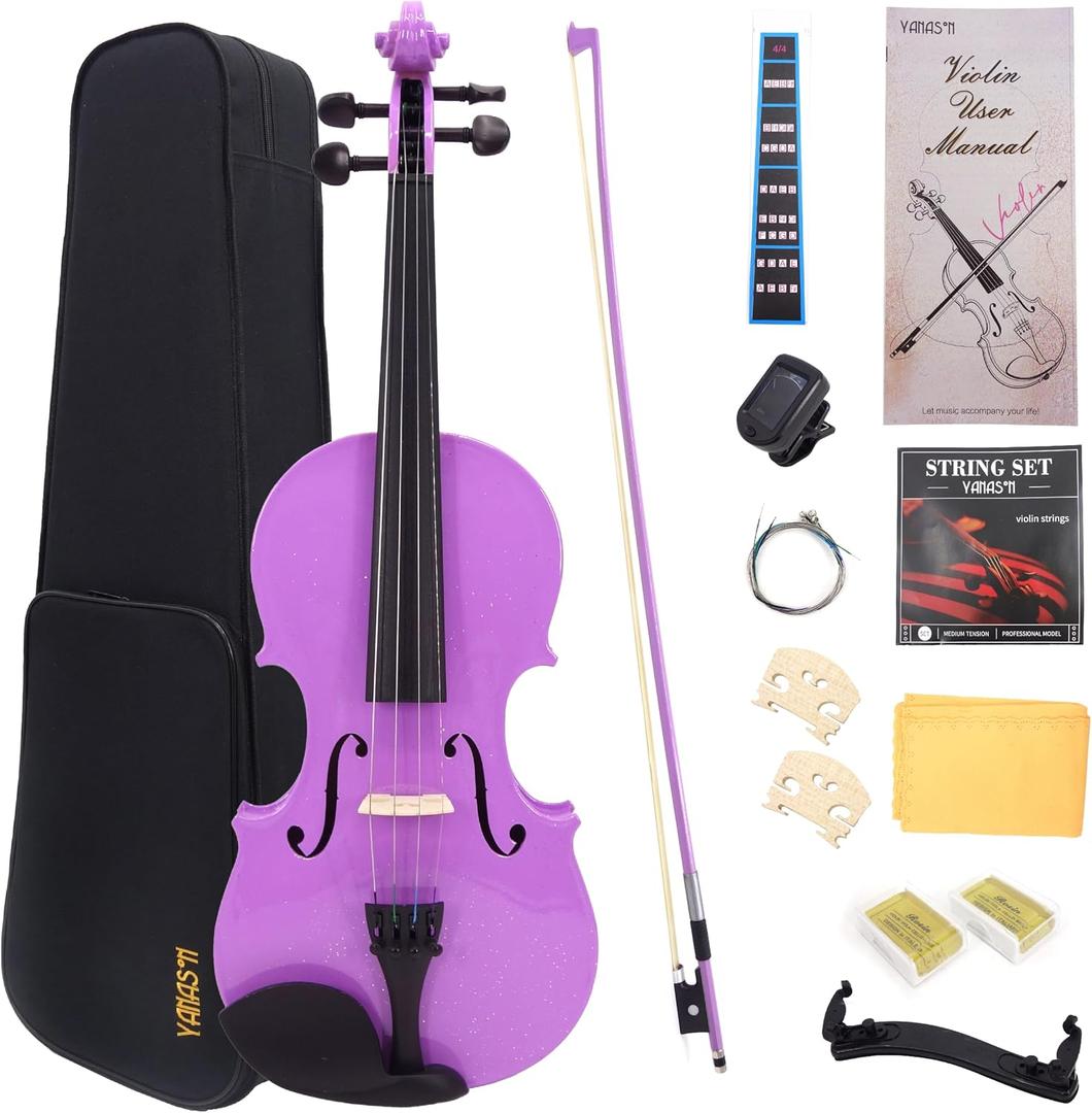 JinQu Purple Violin suitable for beginners, bands, professional,performers and students,Complete set of accessories(1/4)
