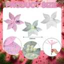 6 Pcs Pastel Christmas Poinsettia Decorations 9.8inch Large Pink Candy Land Poinsettia Flowers with Stem Candy Christmas Tree Ornaments for DIY Xmas Tree Wreath Vase Garland Decor