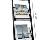 TONGMO Floor-standing 3-Layer Magazine Rack, Brochure Display Stand, made of high-hardness metal, suitable for Exhibitions, Offices, and any organization requiring information display. (3F-Black)