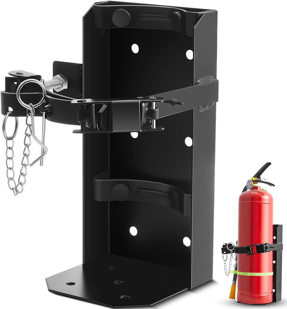Zonon Heavy Duty Fire Extinguisher Mount Bracket Metal Fire Extinguisher Holder Wall Mount for Home Car Truck, Boat(Fe-10,Black,1 Pcs)