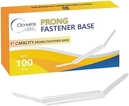 OLYMPX 100 Pcs of 1 Inch Capacity Premium Metal Paper Prong Fasteners Bases, 2.75 Inch Base for Paper File Clip Folder Accessories, Office Paper Clamp, Silver Box of 100