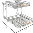 Pull out Cabinet Organizer, 2 Tiers 23"W X 21"D, Heavy Duty Smooth Sliding Under Cabinet Shelves for Pots and Pans, Full-Extension Roll out Drawers, Slide out Organization for Home Kitchen Pantry