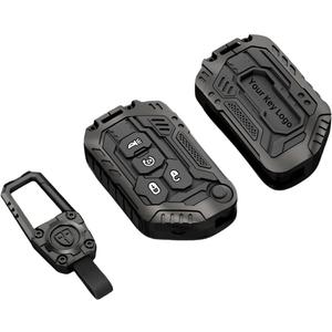 Heavy Zinc Alloy Key fob Cover, Keychain, Key Case, Accessories Compatible with 2018 2019 2020 2021 2022 2023 2024 Jeep Wrangler JL JLU Rubicon Gladiator Sahara