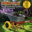 RONPOW 4.80/4.00-8 Flat Free Wheelbarrow Tire and Wheel, 16" Puncture Proof | Solid Replacement Tires with 5/8" & 3/4" Bearings, 400Lbs Load, Universal Fit for Garden, Farm & Construction, 2Pack Yellow