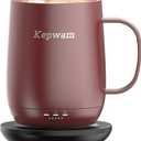 Self Heating Coffee Mug 2, 16oz Smart Heated Coffee Mug, 150 Min Battery Life - Hot up to 149 Temperature Control Coffee Mug Warmer, Gifts for Dad Mom (No APP) (Burgundy)