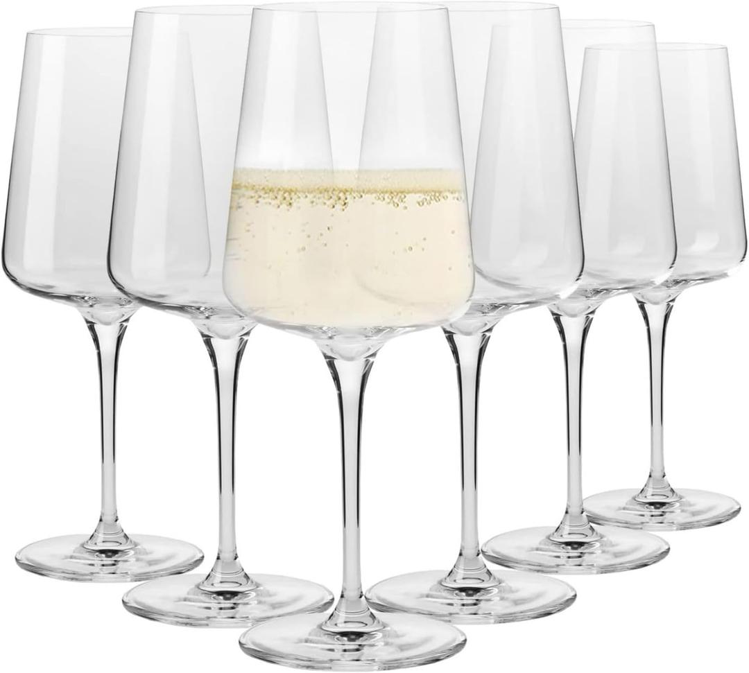 Krosno White and Sparkling Glasses, 6 piece set, 13.52 oz, Infinity Collection, Elegant, Crystal Glass, Lead-free Glass, Dishwasher Safe, Made in Europe