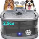 Kastty 2.5Gal/9.5L Dog Water Fountain Extra Large Pet Water Fountain 3 Flow Modes Cat Water Fountain Larger Filter Filtration& Smart LED Pump& Safe Touch, BPA-Free, Quiet for Large Dogs Pets FS68