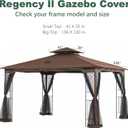 Replacement Gazebo Cover Compatible with SUNJOY 10 x 12 Regency II Patio Gazebo, L-GZ798PST, A111014400,(11X13 Ft) A101004104,A101004105,A111002001,(Brown)