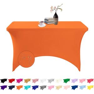 Spandex 4ft Waterproof Table Cover for Party,Wedding, Banquet, and Events (Orange), 48" x 30" (Rectangular)