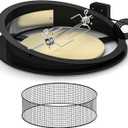 Skyflame 2 in 1 Black Coated Steel Rotisserie Kit with Pizza Ring Compatible with 22 1/2" Weber Kettle Grills - Including Electric Motor, Spit Rod, Pizza Stone, Pizza Ring
