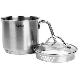 1.5 Quart Stainless Steel Saucepan with Pour Spout, Saucepan with Glass Lid, 6 cups Burner Pot with Spout - for Boiling Milk, Sauce, Gravies, Noodles, 6.3 x 5.91 x 5.12 inches