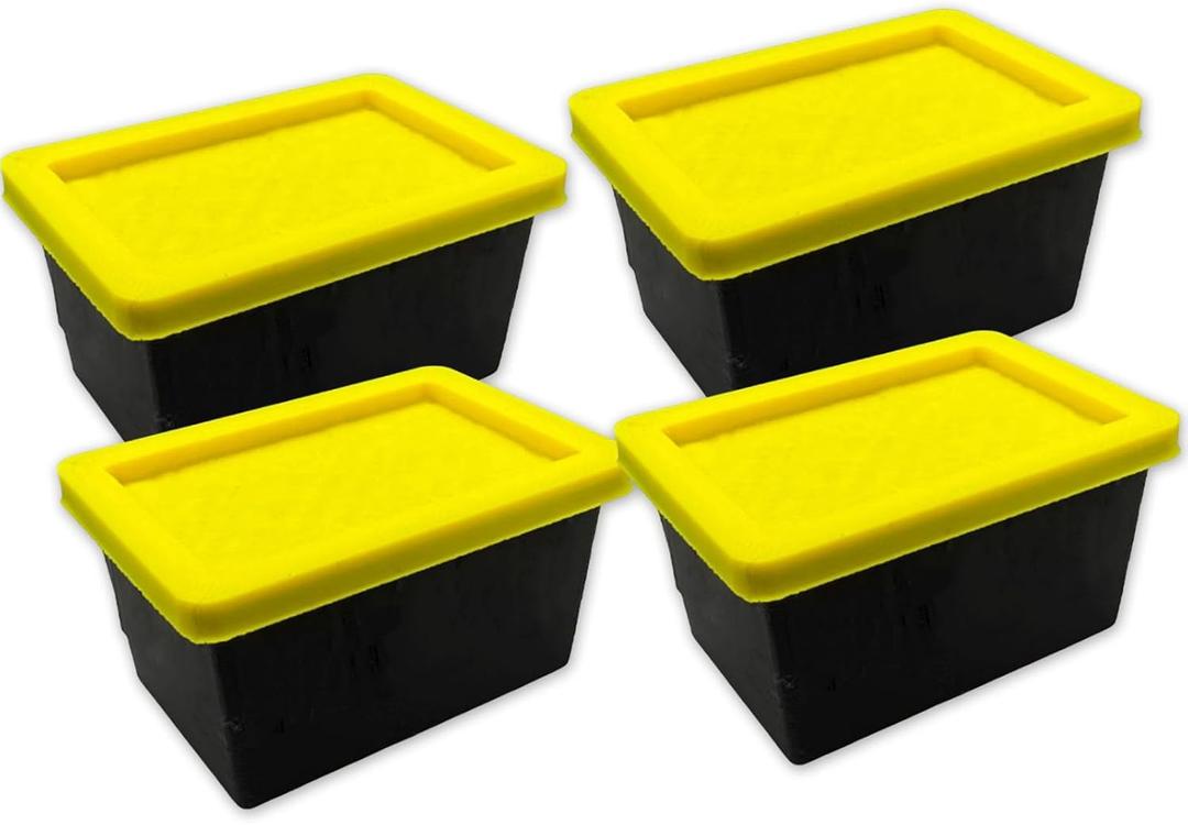 Storage Bins With Lids, 3.42" x 2" x 1.33" Mini Tote Bin with Snap-Fit Lid for Organizing Small Parts, Crafts, Hardware, & Office Supplies Storage, Black Base And Yellow Lid - 4PCS