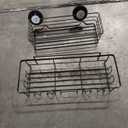 Suction Cup Shower Caddy Bathroom Caddies Storage Combo Organizer, No Damage Suction Cup, Rustproof Wire Basket for Kitchen Bathroom, Black, Pack of 2 (13"x5", 12"x4.5")