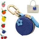 Fruit Coin Purse Keychain Mini Coin Keybag Purse Charms for handbags, Mini Cute Fruit Charm Leather Zipper for Wallet, Bag and Handbag Decor for Women (Blueberry)