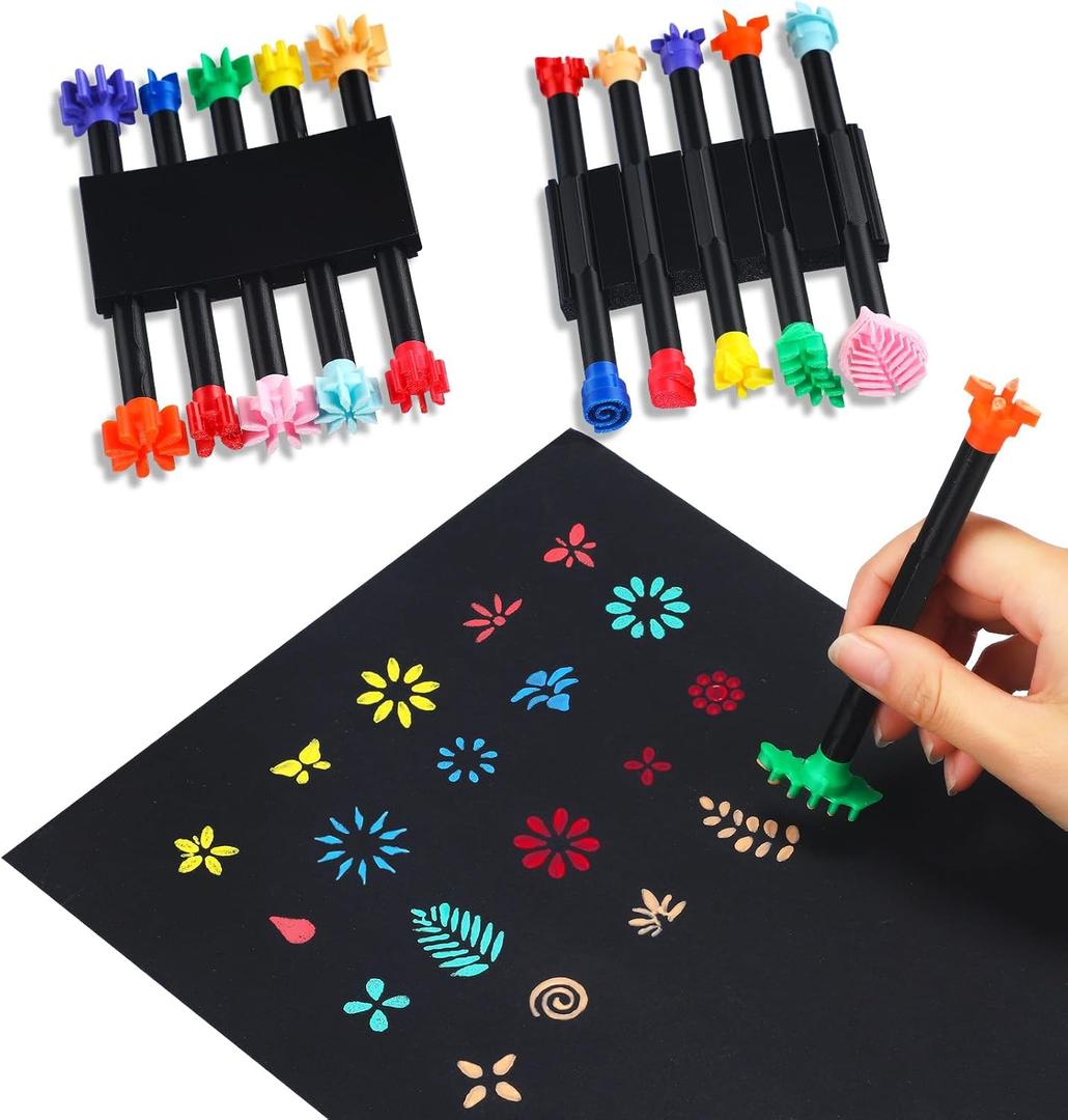 Tosstuki 10 Pcs Flower Floral Dotting Tools for Dot Painting 20 Shapes Petal Dotting Pens Mandala Petal Dot Tools for Craft for Paint Rocks Embossing Crafts