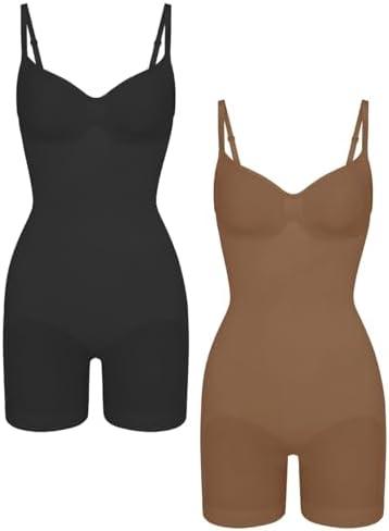 EUYZOU Shapewear Bodysuit for Women Tummy Control Seamless Sculpting Body Shaper Top M/L