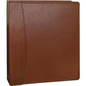 Vintage Brown PU Leather 3 Ring Binder 2-Inch Spine Letter Size Paper (8.5" x 11"), Built-in 2 Pockets, Professional Binder Organizer Planner, Holds 300 Sheets