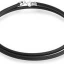 Bling Jewelry Unisex Plain Thin Black Rubber Cord Necklace with .925 Sterling Silver Lobster Claw Clasp - Available in 14, 16, 18, 20, and 24 Inch Lengths