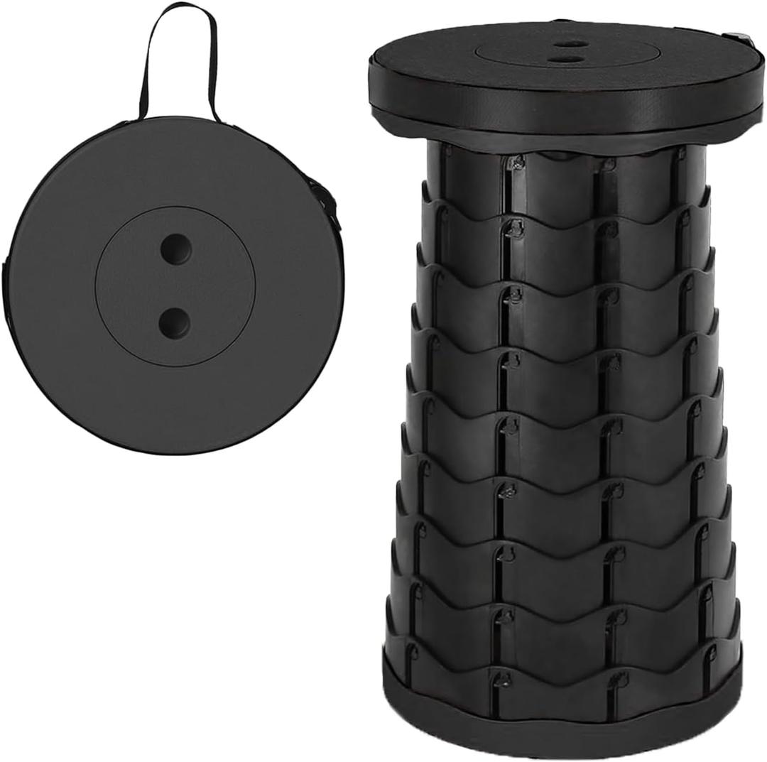 Wind Tour Portable Foldable Telescoping Stool Lightweight Collapsible Stool Retractable for Adults Outdoor Fishing Hiking Travel BBQ (Black)