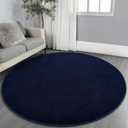 Gifeas Ultra Soft Round Area Rugs for Living Room Bedroom, 4x4 Feet Navy Blue Thickened Memory Foam Modern Indoor Circle Carpets, Non-Slip Comfy Circular Rug for Boys Girls Nursery Room Home Decor
