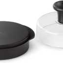 Weber Original Burger Press, Black Creates Perfect Flat 1/4 lb & 1/2 lb Patties with Builtin Dimple, Detachable Handle & Nylon Grip