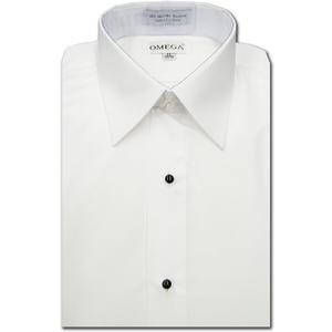 Men's Microfiber Tuxedo Dress Shirt Laydown Collar, Non Pleat (14.5" Neck 33" Sleeve, White) S