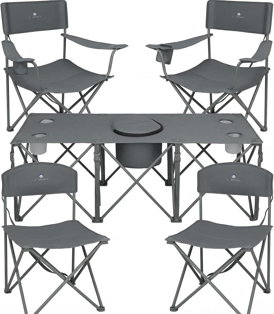 Camping Chair Set of 3, Outdoor Folding Camping Chairs for Heavy People with Cup Holder & Carry Bag,Collapsible Chair Include One Sofa Chair and Two Single Chair,Support up to 500lbs