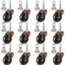 12 Set Antique Brass Casters for Furniture Legs with Rubber Wheels Casters Set 2" Vintage Stem Caster Wheels Replacement Furniture Rollers for Office Chairs Sofa Dresser Hardwood Floor