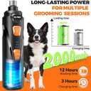 Whisper Quiet Dog Nail Grinder with 4 LED Lights, Safe & Stress-Free for Sensitive Dogs Cats of All Breeds & Sizes, 3 Grinding Bits, 3-Speed, Pet Nail Trimmers, Rechargeable Painless Grooming Kit