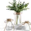 Vintage Glass Vases for Flowers, Set of 3 Clear Vases for Farmhouse Wedding Centerpiece Cylinder Bottle for Reception Table Decor Housewarming Birthday Floral Arrangements (S+M+L)
