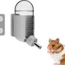 Hamster Water Bottle with Magnetic Holder, Freestanding Water Bottle for Glass Tanks, Suitable for Syrian Dwarf Hamsters Gerbils Mice Rats Degus Grey, 4 oz (Magnetic-Mounted)