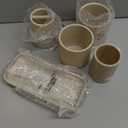 Bathroom Accessories Set, 6-Piece Bathroom Accessory Set, Toothbrush Holders Set, Soap Dispenser, Vanity Tray, Tumbler, Cotton Swab Jars, Bathroom Organizer for Modern Bathrooms(Beige)